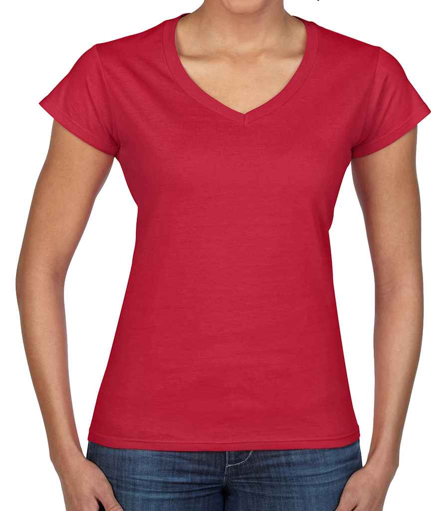 Gildan Ladies SoftStyle® V Neck T-Shirt Red